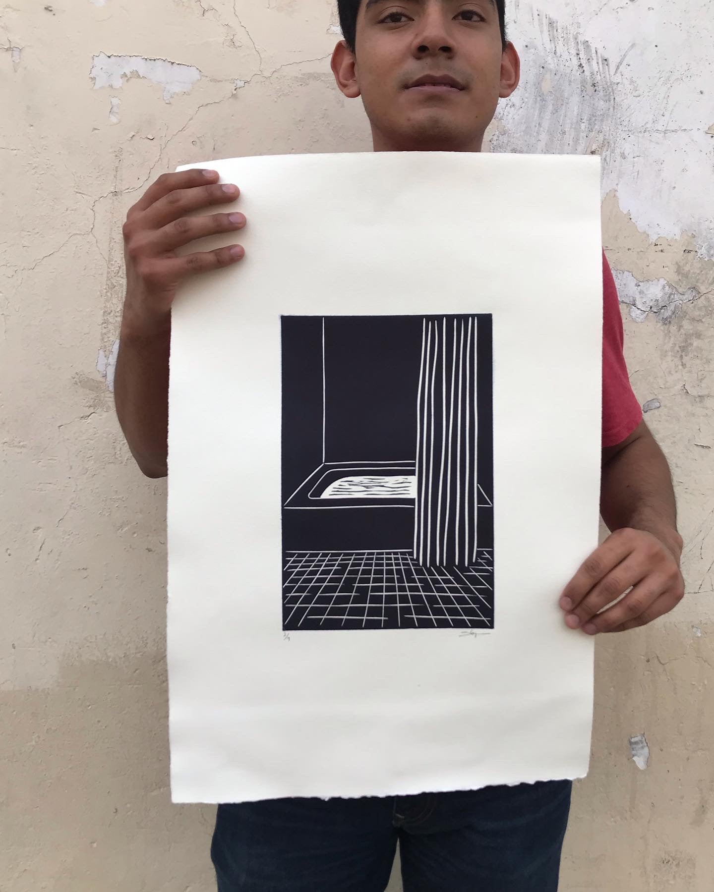LINOCUT #8 HOT BATH