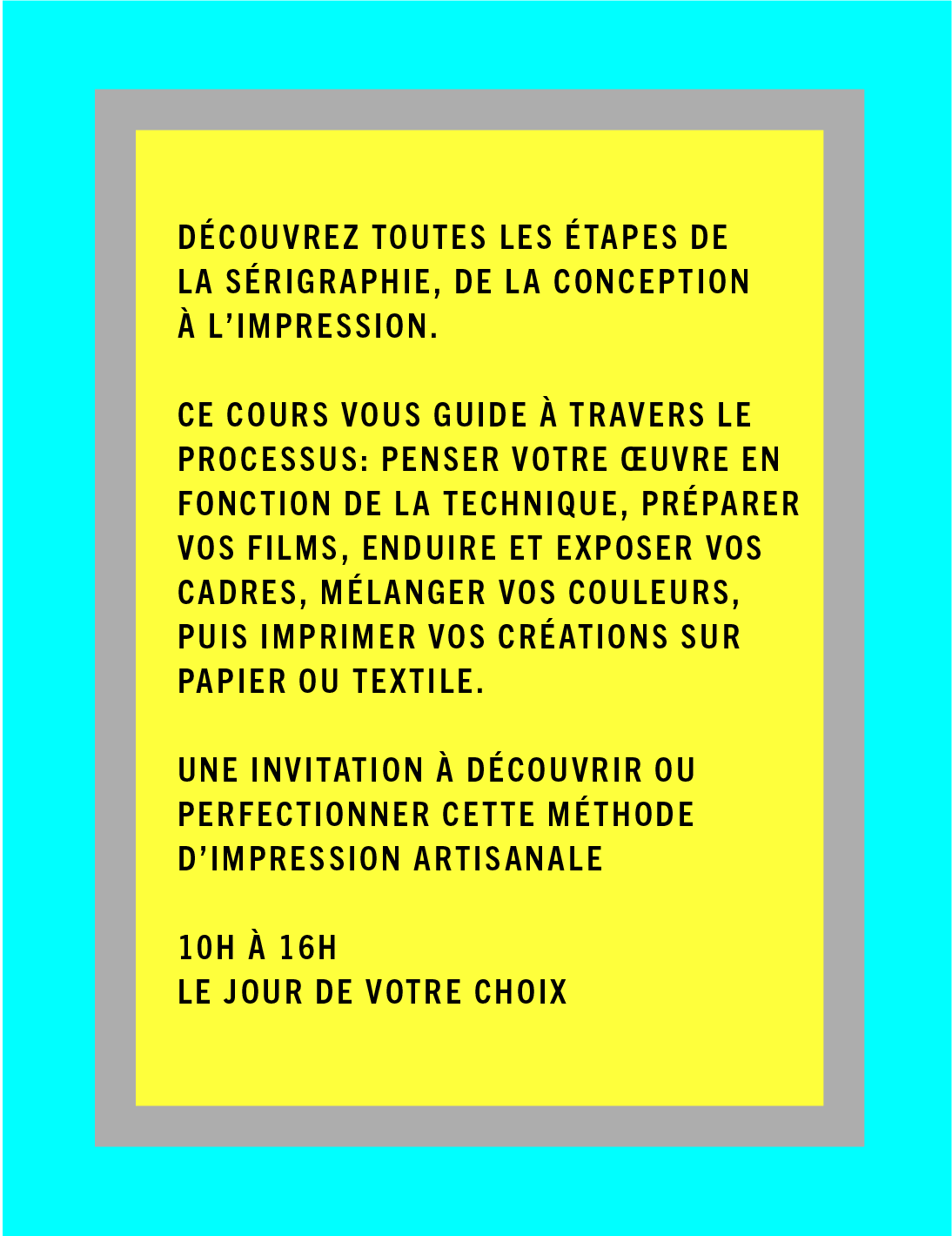 COURS DE SÉRIGRAPHIE // SOLO